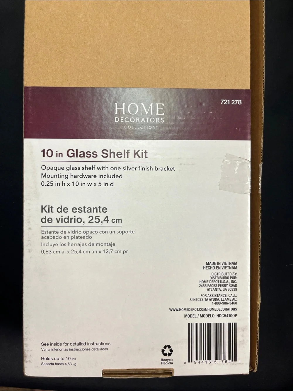 Home Decorators Collection 10 in Glass Shelf Kit - Silver & Clear